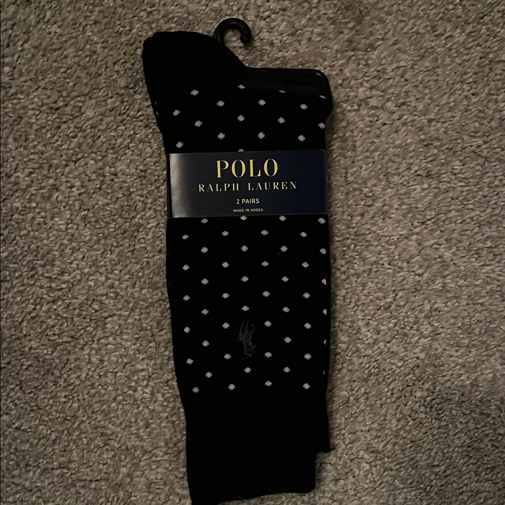 Polo by Ralph Lauren Men's Black and White Polka Dot Socks